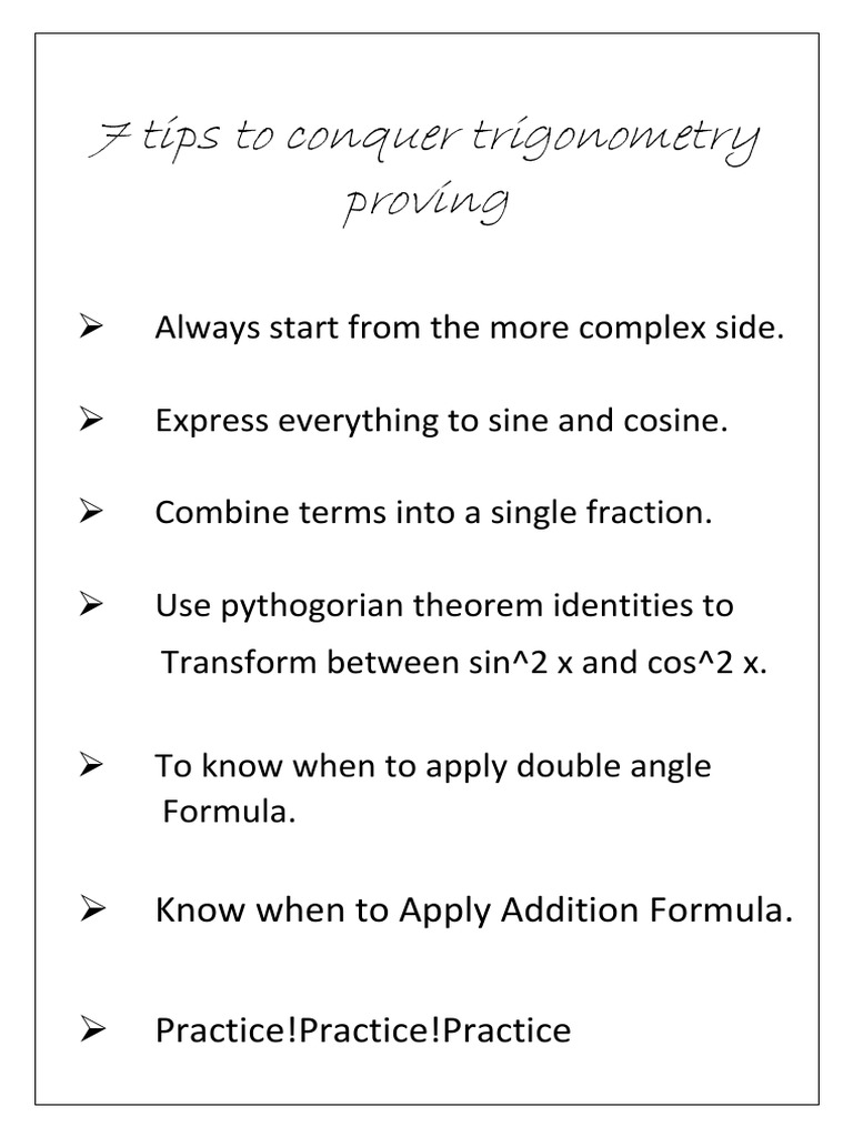 7 Tips To Conquer Trigonometry Proving: Know When To Apply Addition ...