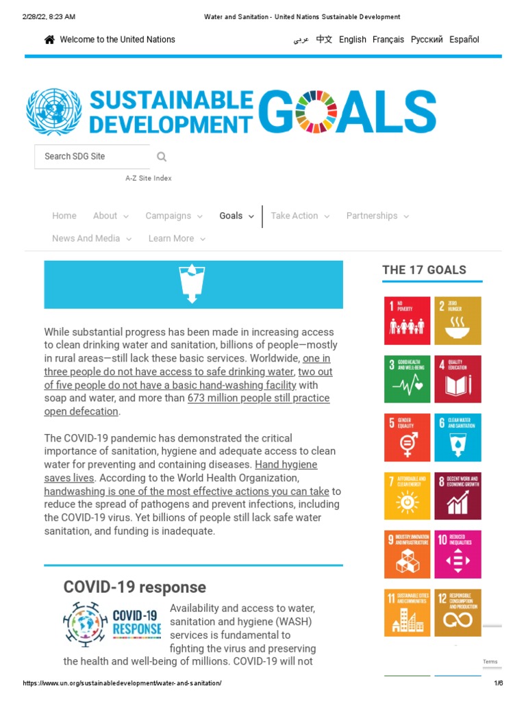 Water and Sanitation - United Nations Sustainable Development | PDF ...