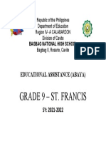 Grade 9 - St. Francis: Educational Assistance (Abaya)
