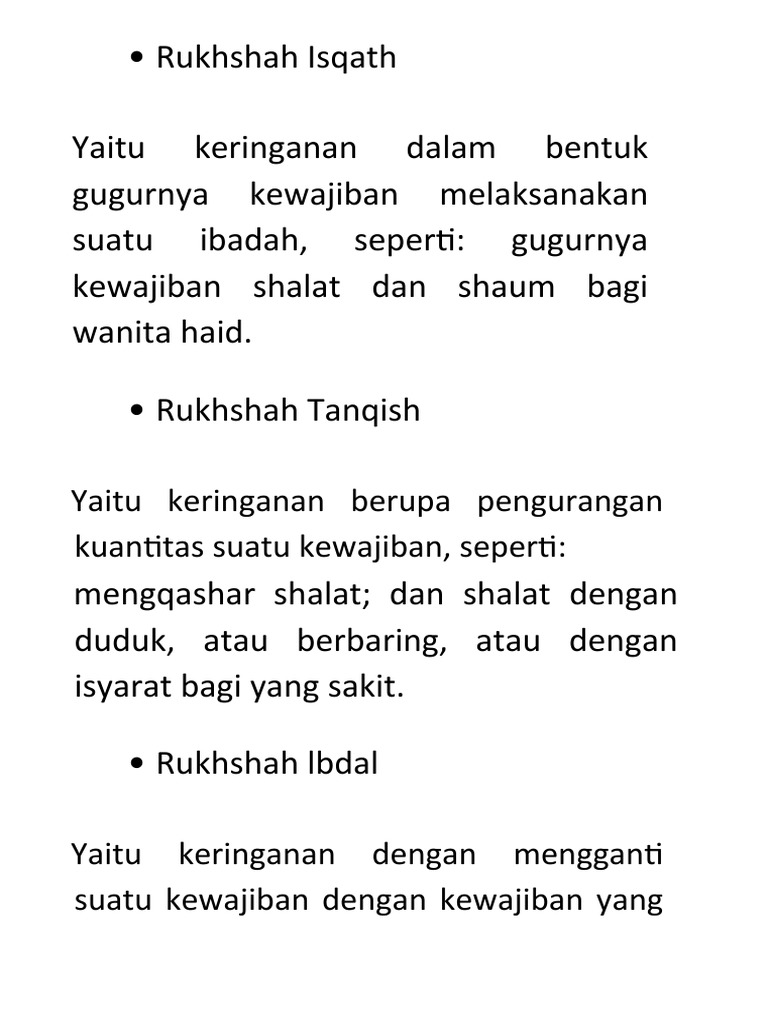 Jenis-Jenis Rukhshah dalam Ibadah | PDF