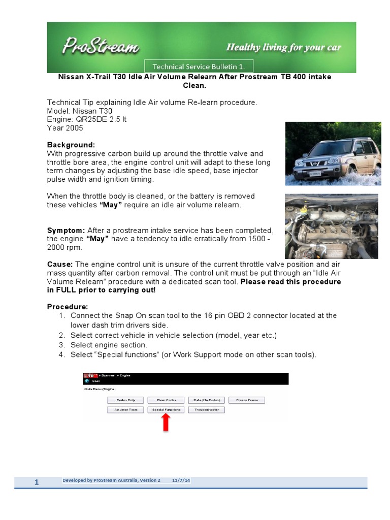 Nissan X Trail Idle Air Volume Relearn Procedure1 PDF Transmission