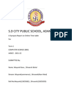 S.D City Public School, Adamwal: A Synopsis Report On Online Time Table For