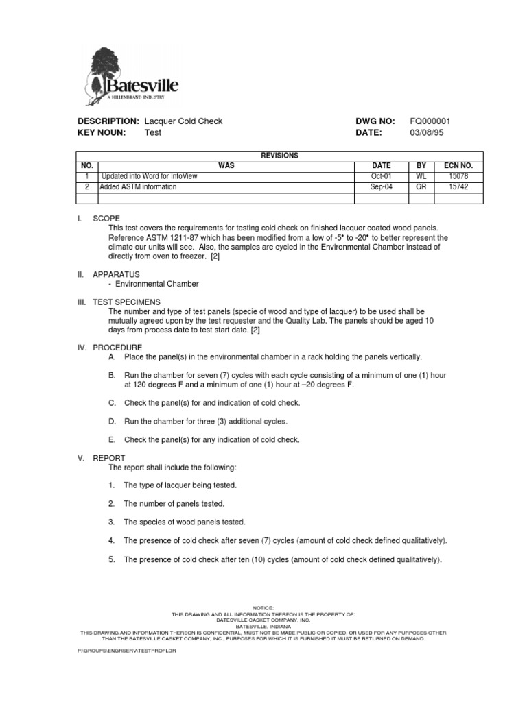 Lacquer Cold Check Testing Procedure | PDF | Home & Garden | Computers