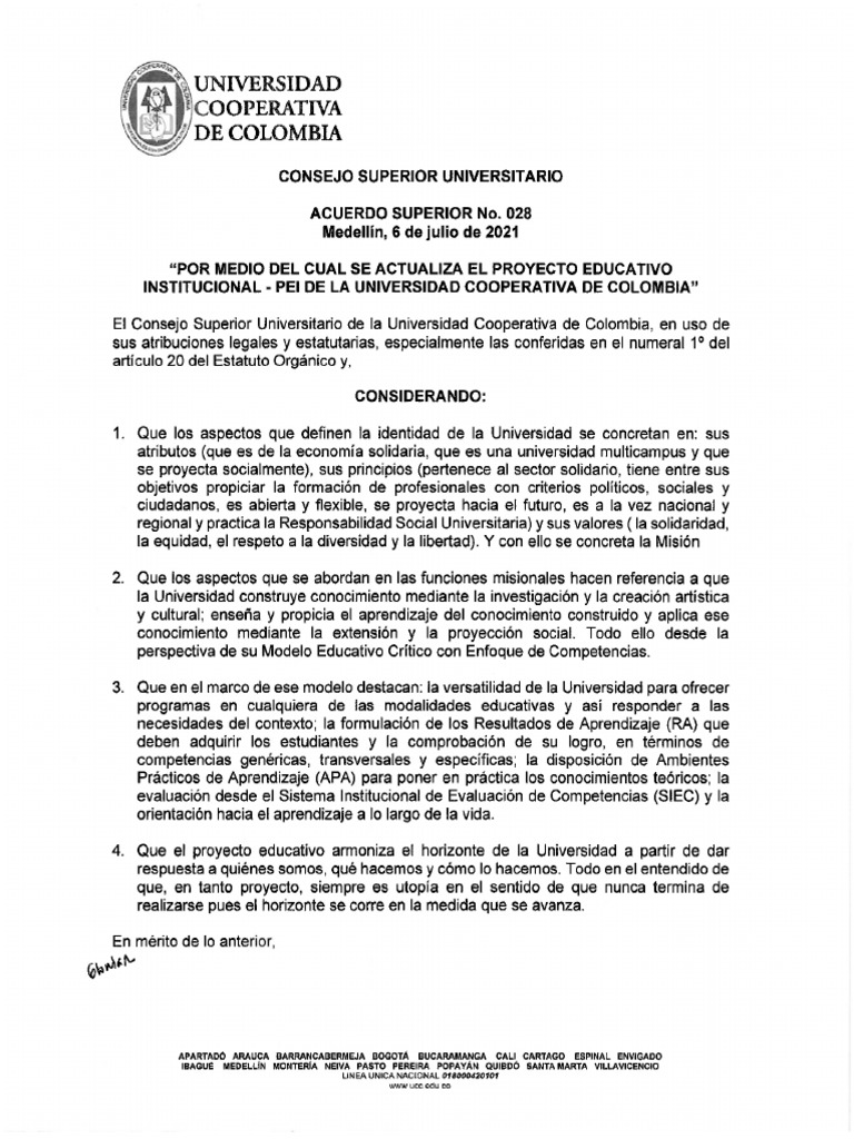 Acuerdo - 028 - de - 2021 | PDF