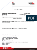 Experiment Title: Let Be The Two Numbers Let and Repeat Steps 2 and 3 Until Is Greater Than 0 GCD B