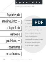 7. ista do ASPECTOS DE ETNOLINGÜISTICA - A TOPONÍMIA CARIOCA E PAULISTANA - CONTRASTES E CONFRONTOS