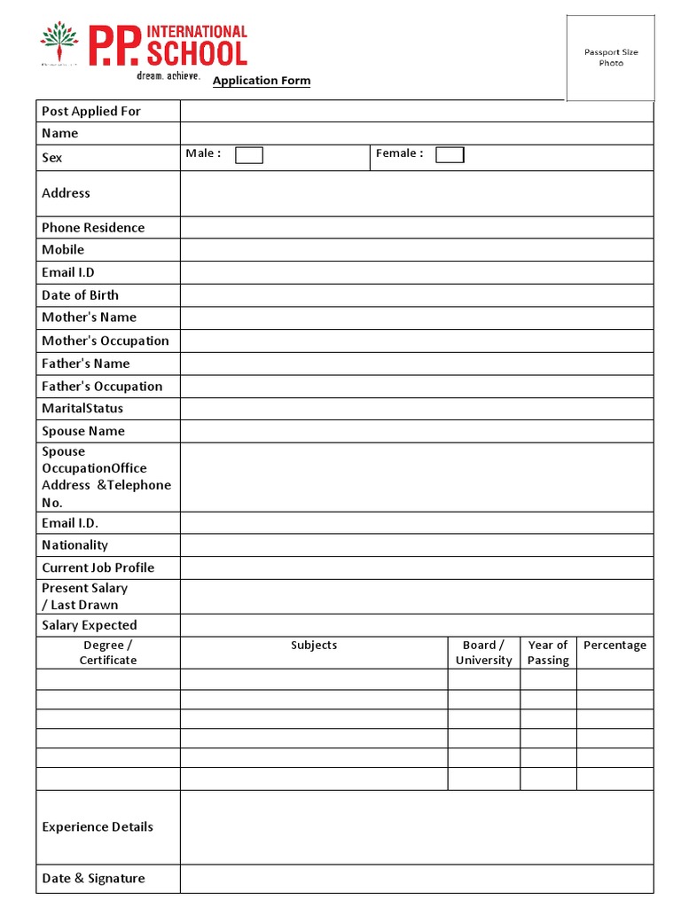 Job Application Form Template | PDF