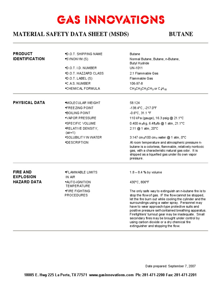 MSDS Butane PDF