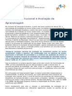 Avaliação Institucional e Avaliacão Da Aprendizagem