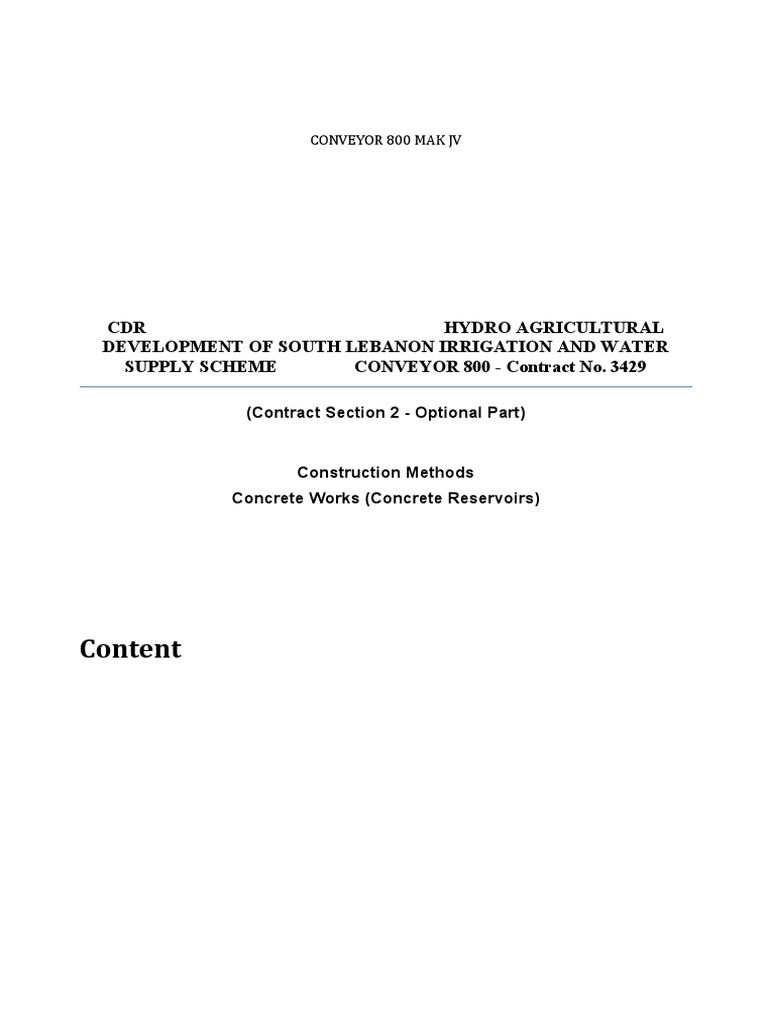 Concrete Method Statement for Reservoirs | PDF | Concrete | Quality ...