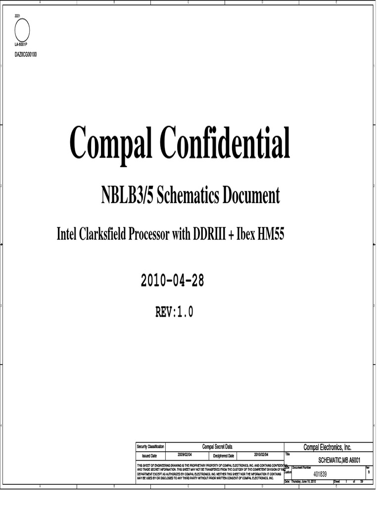 7472f Compal LA-6001P r10 | PDF | Classified Information | Computer ...