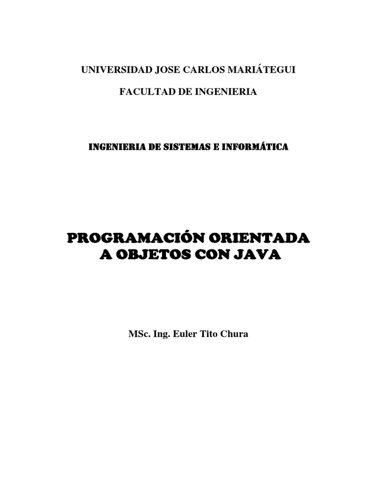 0 POO Con Java | PDF | Objeto (informática) | Java (lenguaje de ...