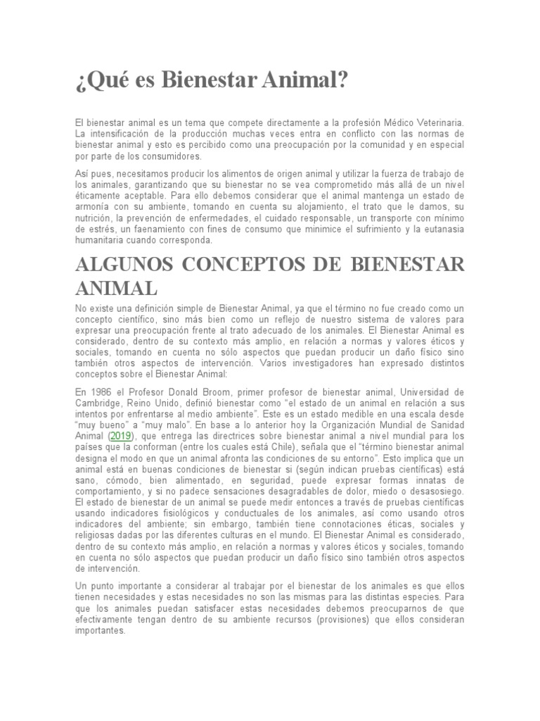 Qué Es Bienestar Animal | PDF | Bienestar de los animales | Comportamiento