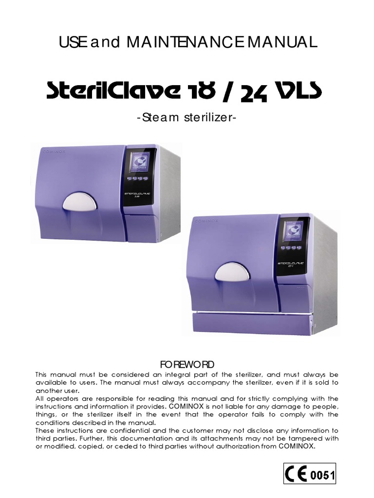 Use and Maintenance Manual: - Steam Sterilizer | PDF | Sterilization ...