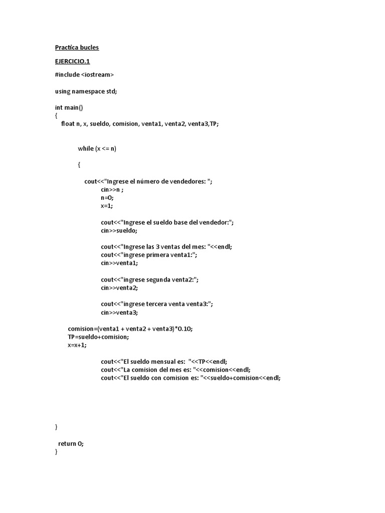 Ejercicios de Programación con Bucles en C++ | PDF | Ingeniería de ...