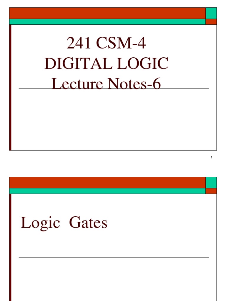 241 CSM-4 Digital Logic Lecture Notes-6 | PDF | Logic Gate | Electronic ...