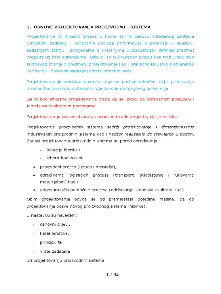 Faze Projektovanja Proizvodnih Sistema | PDF