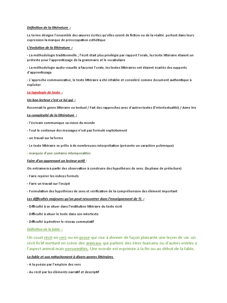 Comprendre la littérature et ses genres | PDF | Fable | Romans