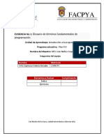 EVIDENCIA No 1 Glosario de Términos Fundamentales de Programación