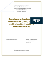 Cuestionario Factorial de Personalidad (16PF) y Test de Evaluación Cognitiva Montreal (MoCA)
