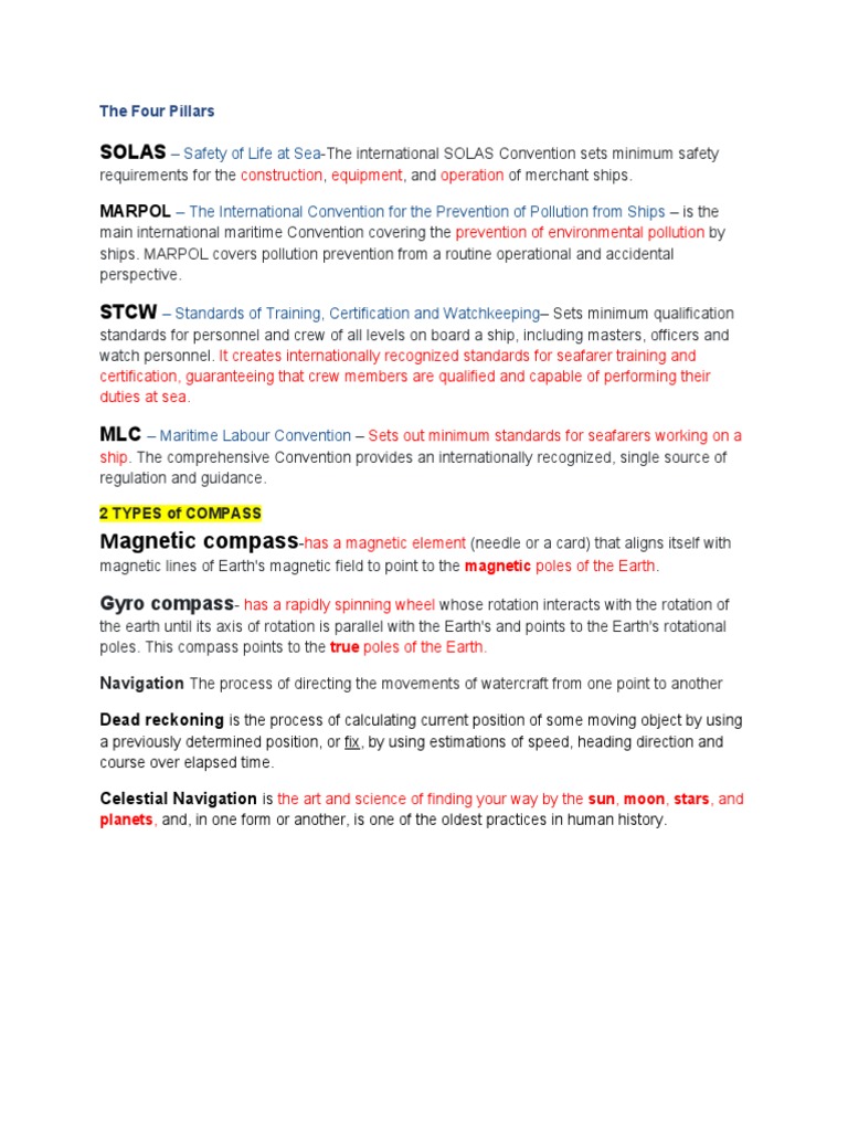 Four SOLAS Pillars and Navigation Tools | PDF | Radar | Navigation
