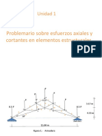 Problemario Sobre Esfuerzos Axiales y Cortantes en Elementos Estructurales