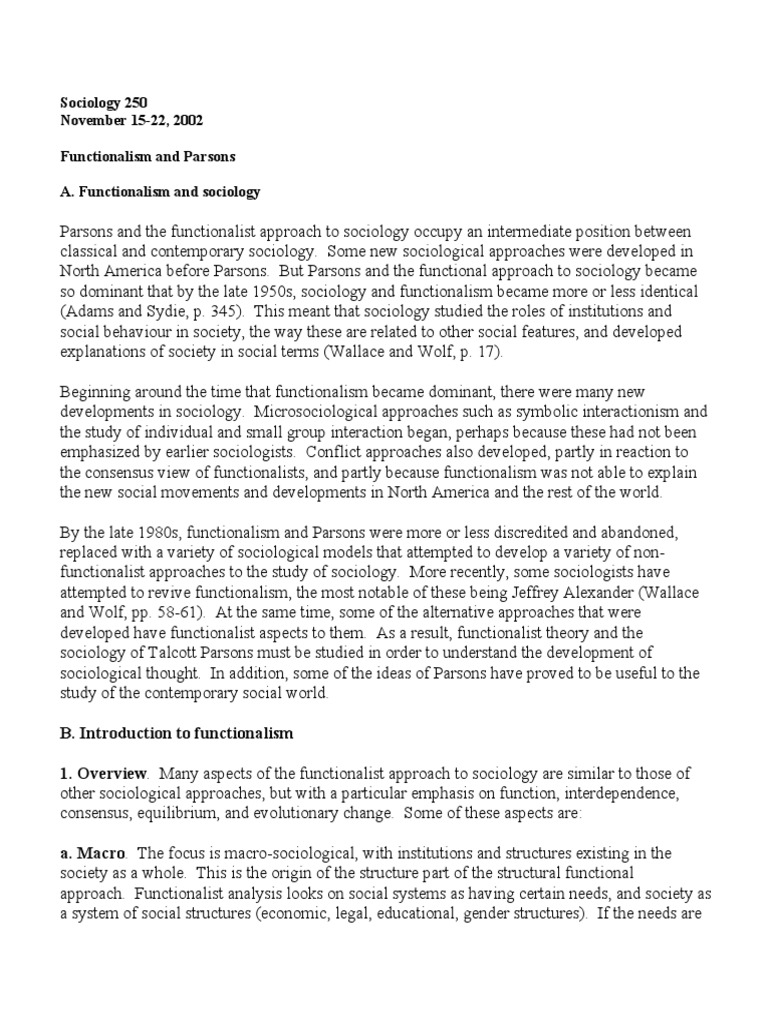 Understanding Functionalism in Sociology | PDF | Sociology | Social ...