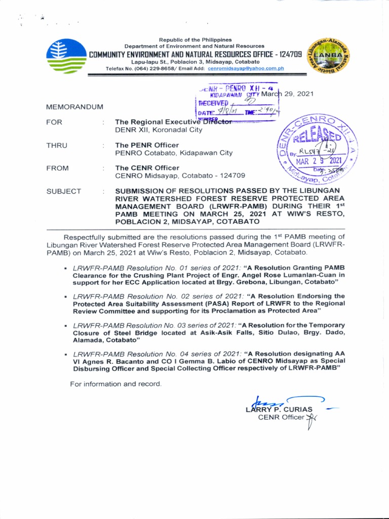 Resolution 1st PAMB 2021 | PDF