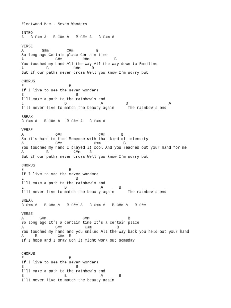 Fleetwood Mac Seven Wonders PDF