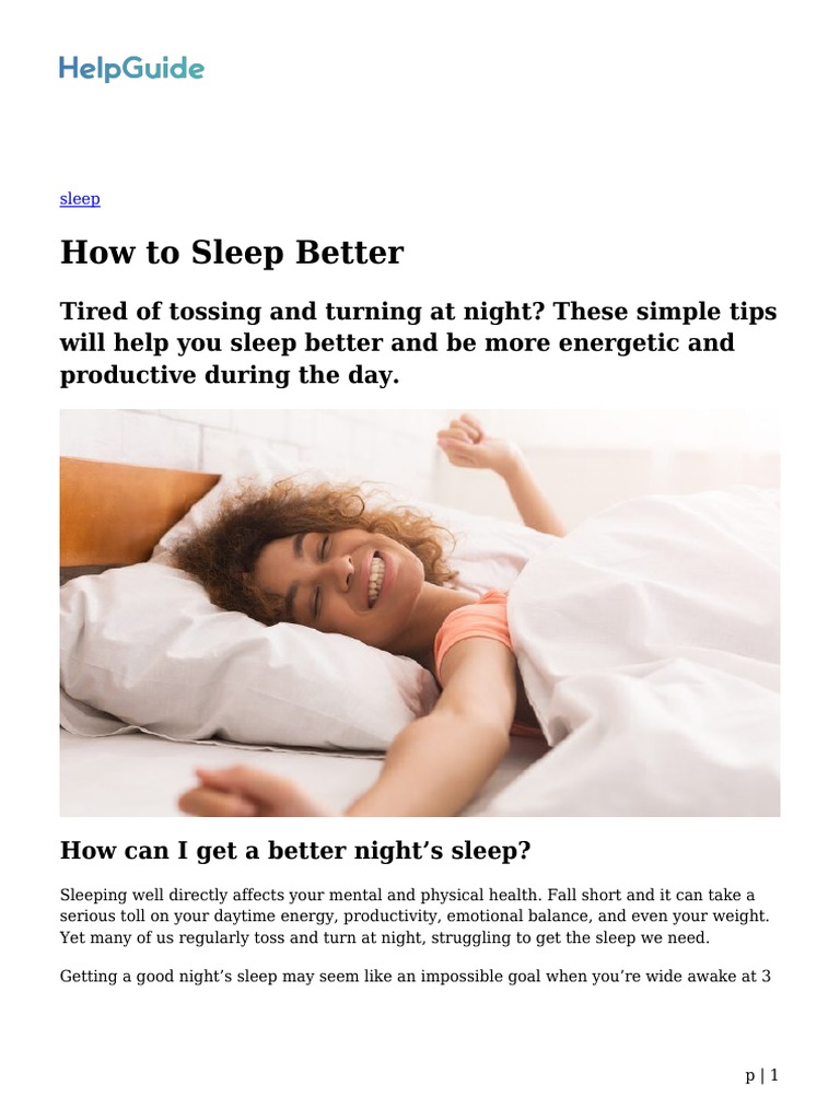 How To Sleep Better PDF Sleep Circadian Rhythm