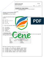 Avaliação de Língua Inglesa 7o Ano