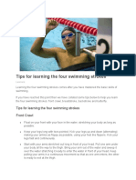 Tips For Learning The Four Swimming Strokes Front Crawl