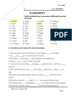 Worksheet: Choose The Word Which Underlined Part Is Pronounced Differently From That of The Other Words in Each Group