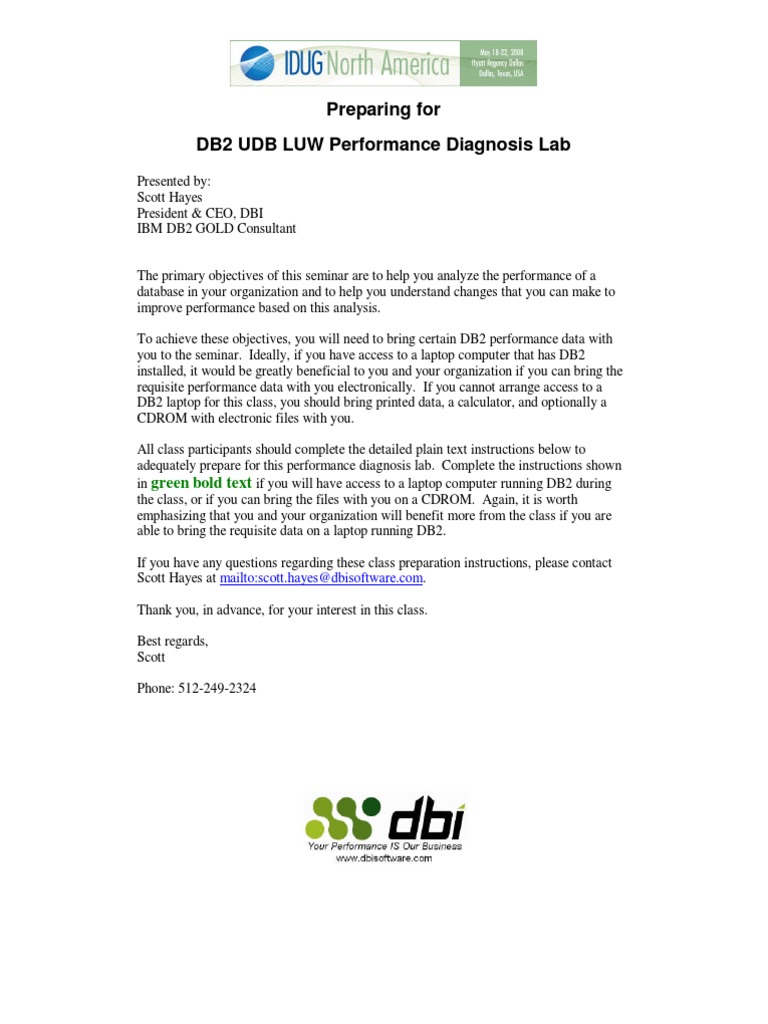 Getting Ready IBMDB2LUW Performance Diagnosis Lab | PDF | Ibm Db2 ...