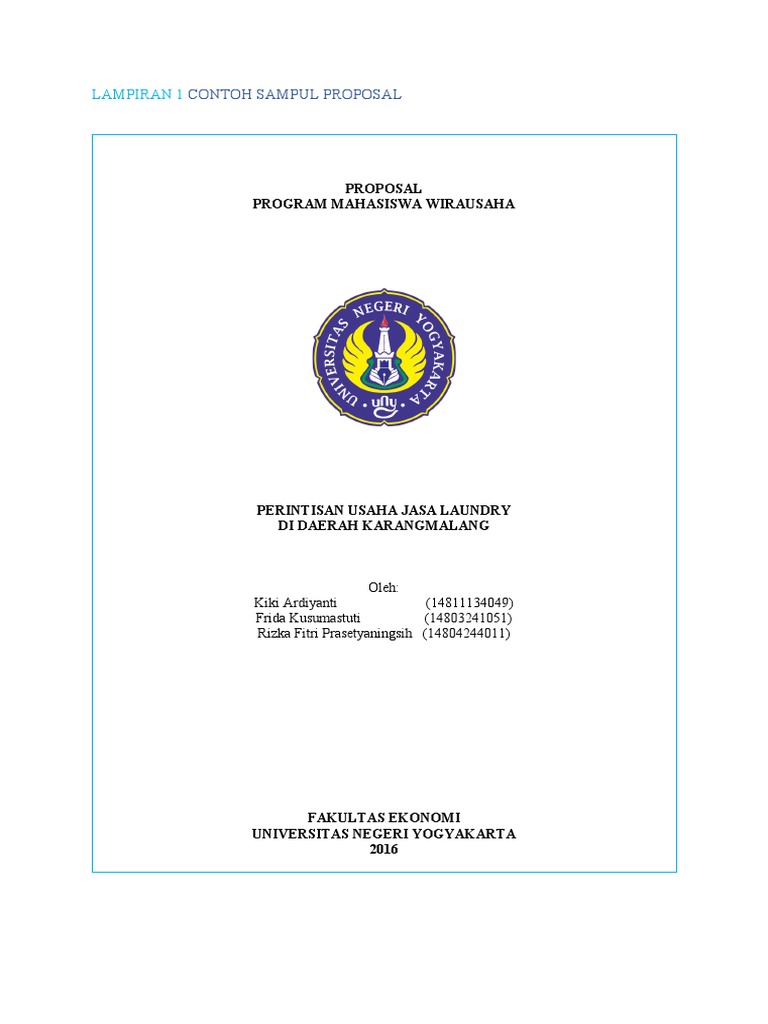 Contoh Lampiran Proposal Wirausaha UNY | PDF
