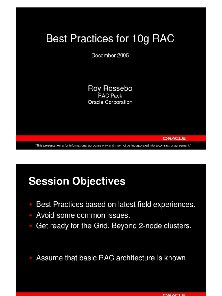 Oracle 10g RAC Best Practices | PDF | Oracle Database | Databases