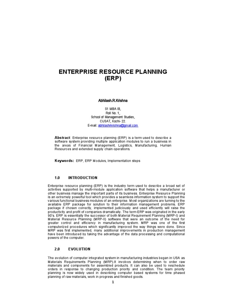 Understanding Enterprise Resource Planning (ERP) | PDF | Enterprise ...