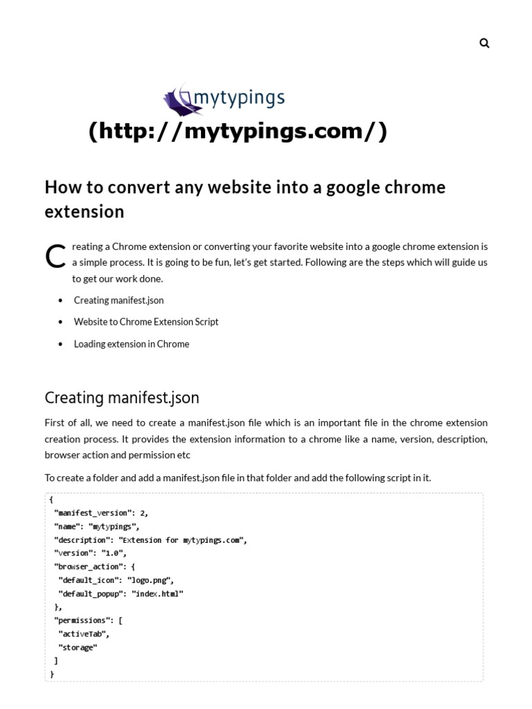 How To Convert Any site Into A Google Chrome Extension PDF