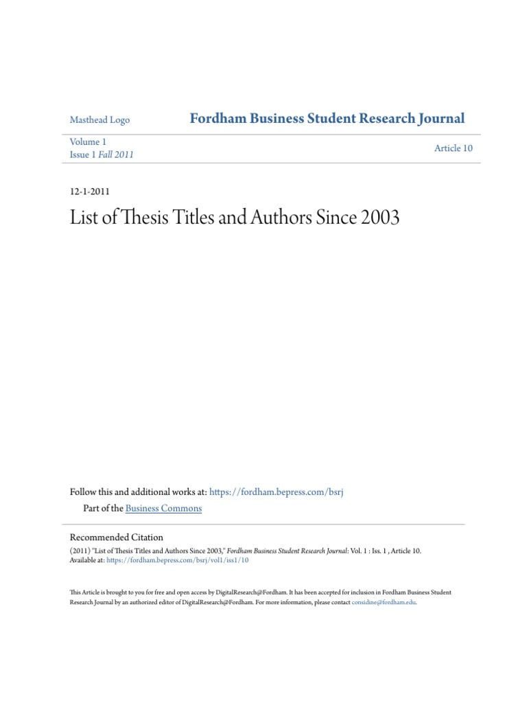 Thesis Titles and Authors List 2003-2011 | PDF | Hedge Fund | Economies