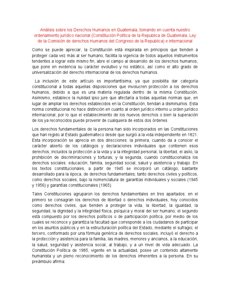 Análisis de Derechos Humanos en Guatemala | PDF | Derecho ...