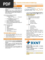 110 LEC Overview of Informatics in Health Care Printable Notes