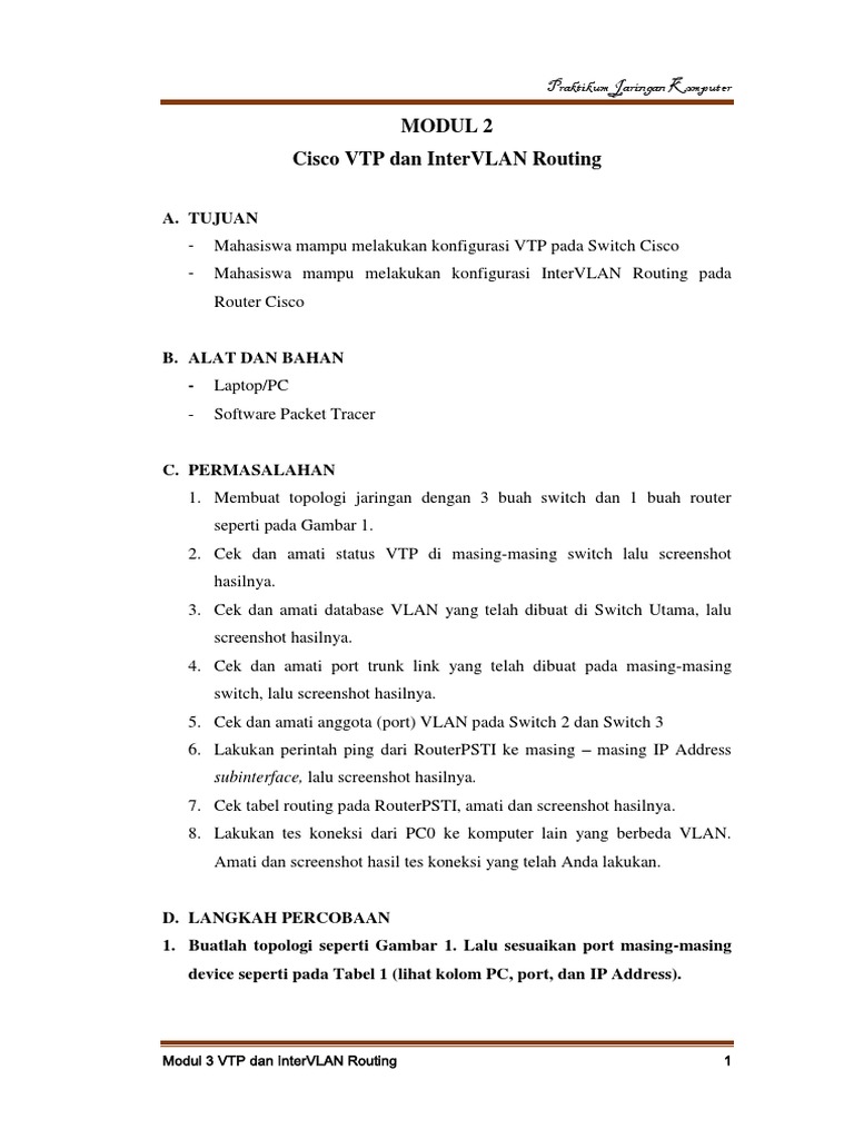 Modul 2 (VTP Dan Intervlan Routing) | PDF