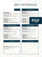 Blue and Cream Patterned Weekly Schedule