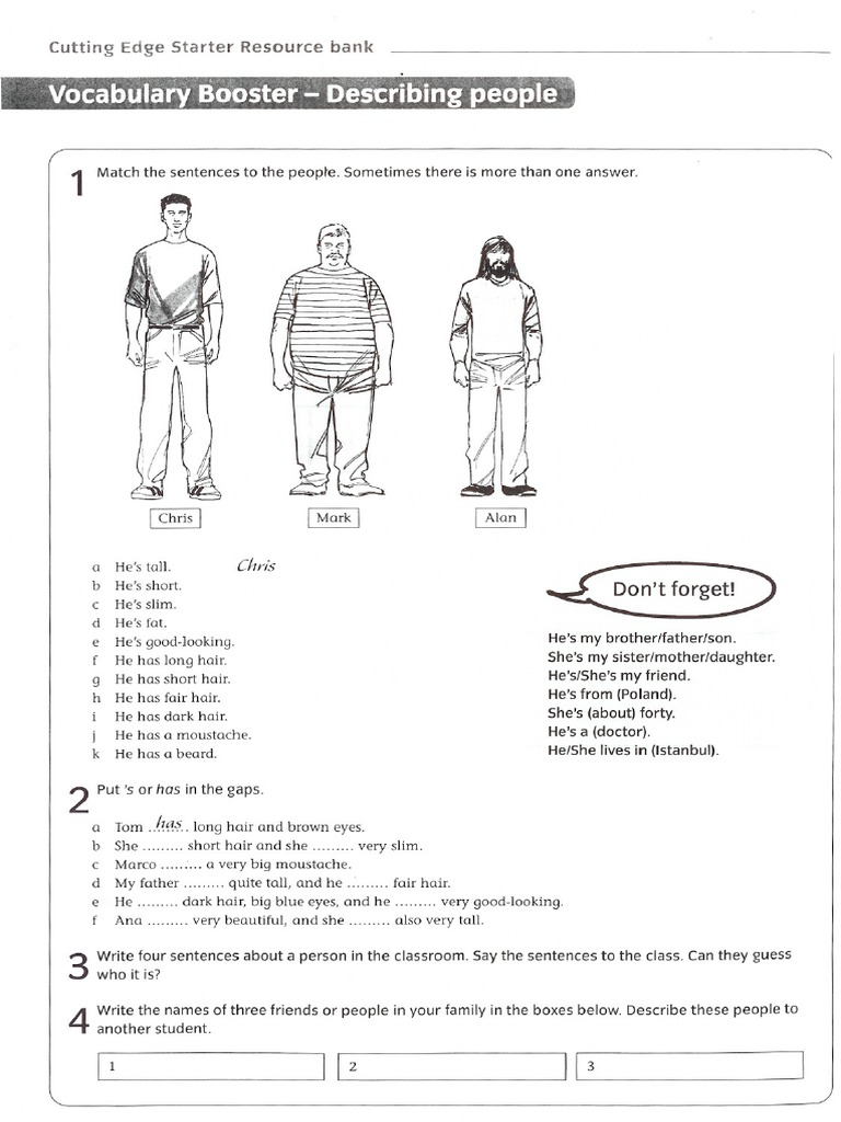 Cutting Edge Starter Match The Sentences To The Peopte. Sometimes