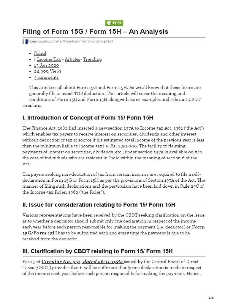 Understanding Form 15G and 15H | PDF | Income Tax | Government