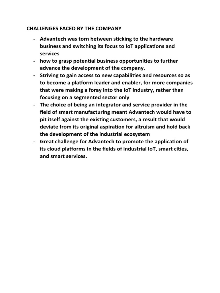 Challenges Faced by The Company | PDF
