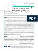 The Association of Body Mass Index With Difficult Tracheal Intubation Management by Direct Laryngoscopy: A Meta-Analysis