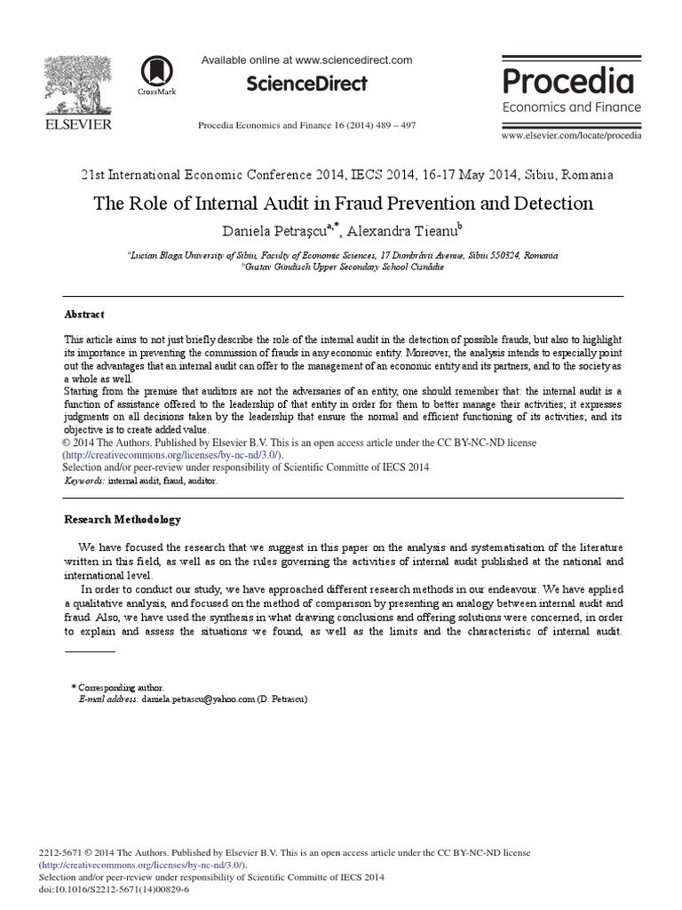 The Role of Internal Audit in Fraud Prevention and Detection | PDF ...