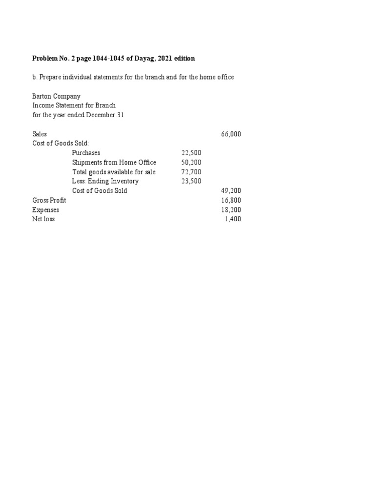 Problem 2 - Income Statement | PDF