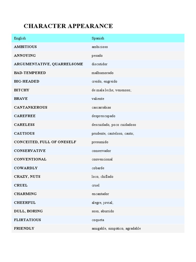 Character Appearance | PDF